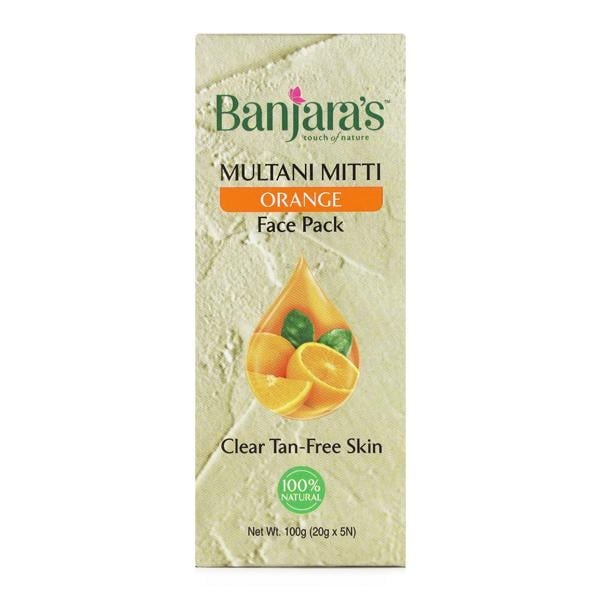 Banjaras Tan Free Multani Mitti Face Pack - Orange 100 gm - Face Packs