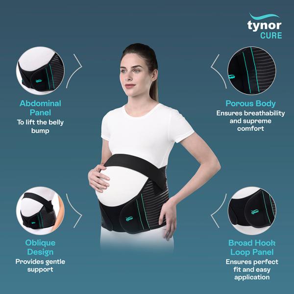 Tynor Pregnancy support - Black (XXL) 1's - Back/Abdomen Supports