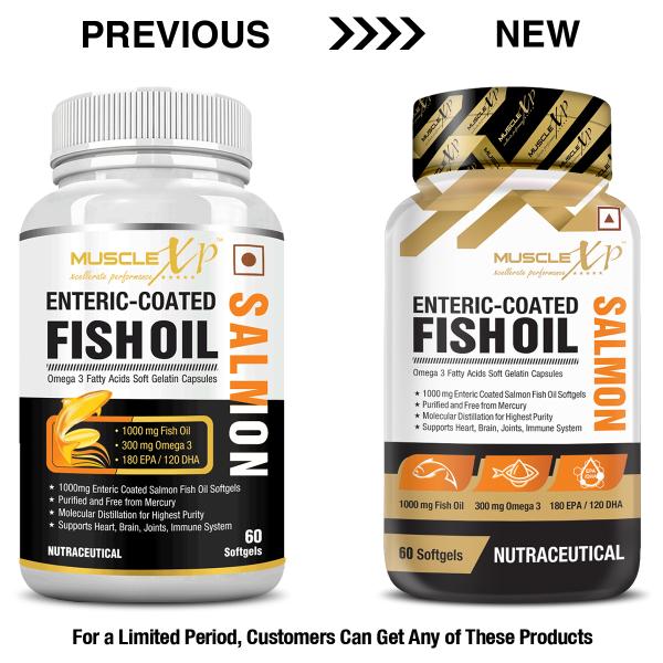 MuscleXP Salmon Enteric Coated Fish Oil Softgel 60's - Omega Fish Oil Fatty Acids