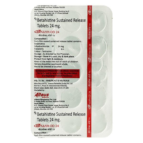 BETAZOX OD 24 Tablet 15's - Vertigo-Ant
