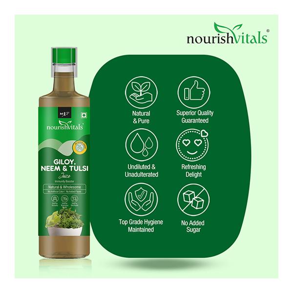 NourishVitals Giloy, Neem & Tulsi Juice 500 ml - Ayurvedic Juices