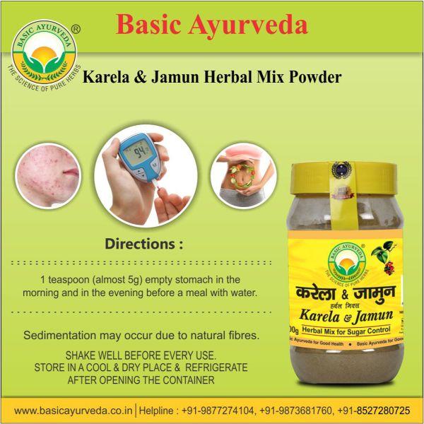 Basic Ayurveda Karela & Jamun Herbal Mix Powder 200 gm - Pure Herbs