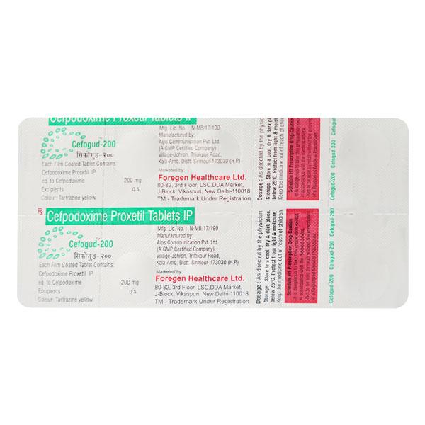 CEFOGUD 200mg Tablet 10's - Bacterial Infections-Cep