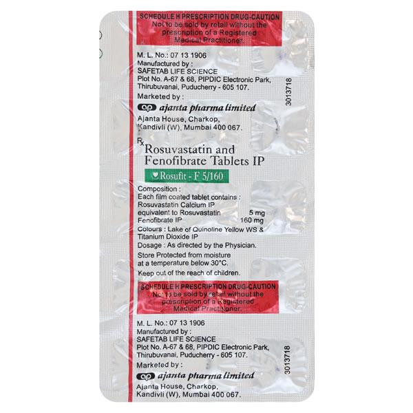 Rosufit F 5/160mg Tablet 10'S - High Cholesterol-Dys