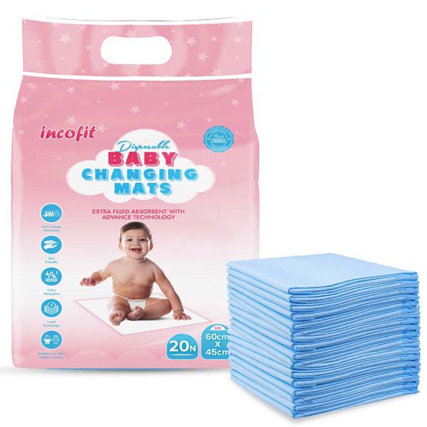 Incofit Disposable Baby Changing Mats (60 x 45 cm) 20's - Baby Bedding