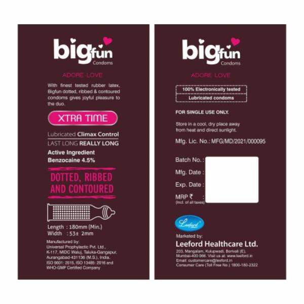 Bigfun Condoms - Xtra Time 10's - Plain/Flavoured Condoms