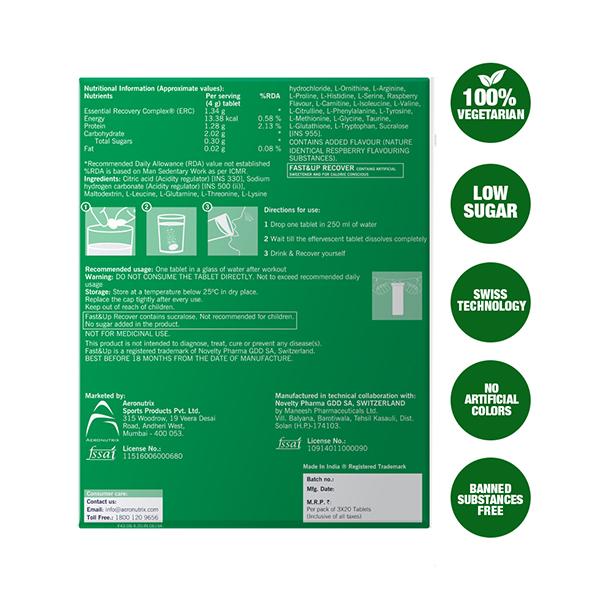 Fast&Up Recover Daily Amino Acids - Raspberry Flavour Tablet (Pack of 3 x 20's) - Amino Acids