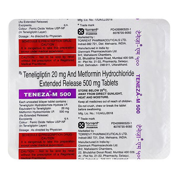 Teneza M 500mg Tablet 10'S - Diabetes-Ant