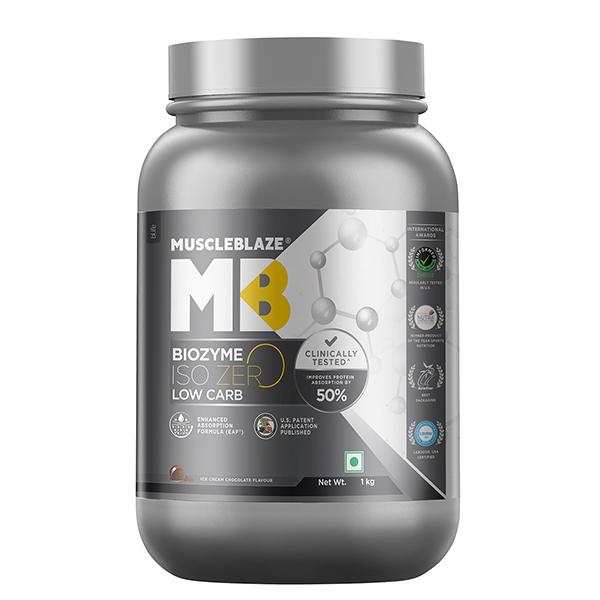 Netmeds | MuscleBlaze Biozyme Iso - Zero Low Carb Powder - Ice Cream Chocolate 1 kg