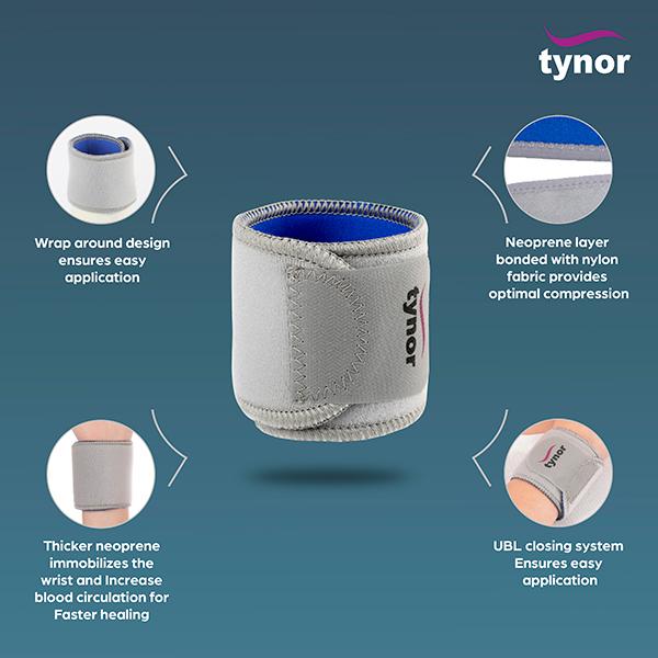 Tynor Wrist Wrap (Neoprene) (One Size Fits All) (J 04) - Hand/Wrist Supports