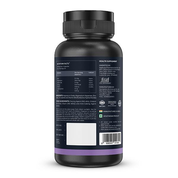 Nutrabay Pro Zinc Magnesium B6 500mg Capsule 60's - Calcium And Minerals
