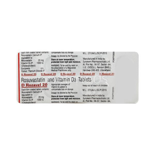 D Rozavel 20mg Tablet 10'S - High Cholesterol-Dys