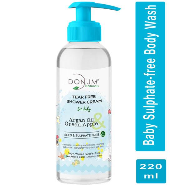 Donum Naturals Baby Tear Free Shower Cream - Argan Oil & Green Apple 220 ml - Creams, Lotions & Oils