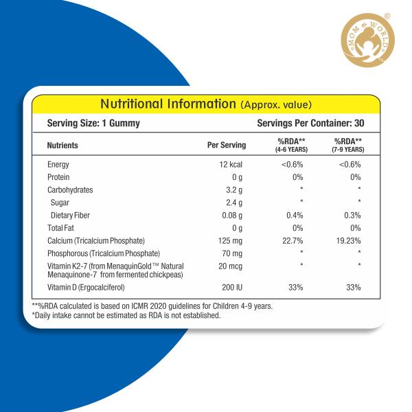 Mom & World Calcium + Vitamin D Lil Bunny Gummies - Mango 30's - Nutritional Bars