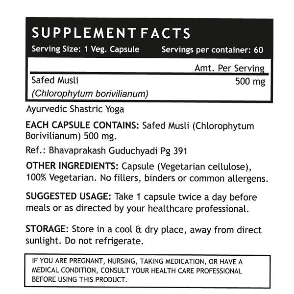 Inlife Safed Musli Extract 500 mg Vegetarian Capsule 60's - Sexual Care