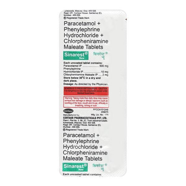 Sinarest New Tablet 10'S - Cough And Cold-Cou