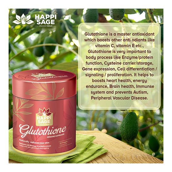 Happi Sage Glutathione Organic Veg Capsule 30's - Herbal Dietary Supplement