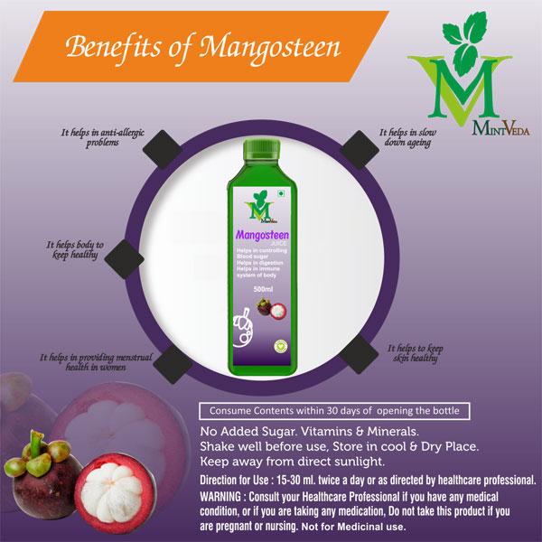 Mint Veda Mangosteen Juice (Pack of 2 x 500 ml) - Herbal Dietary Supplement