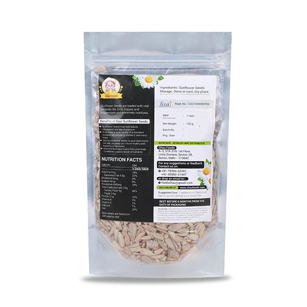 Chau Foods Raw Sunflower Seeds 150 gm - Nutritional Bars