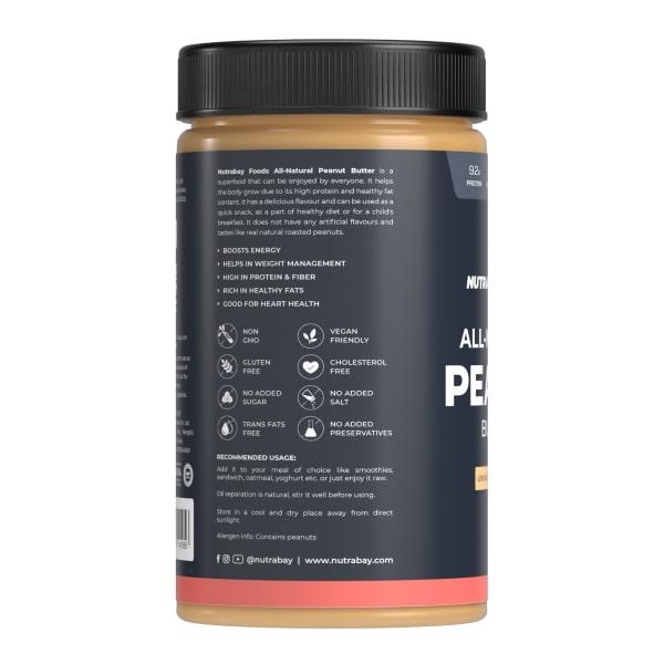Nutrabay Foods All Natural Peanut Butter - Unsweetened, Crunchy 750 gm - Nutritional Bars