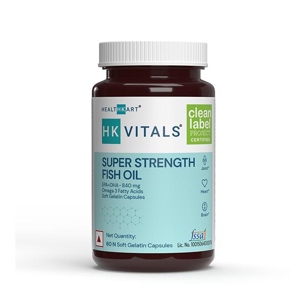 HealthKart HK Vitals Super Strength Fish Oil Soft Gelatin Capsule 60's - Omega Fish Oil Fatty Acids