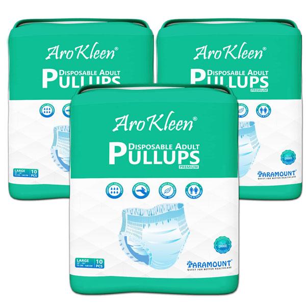 Netmeds | AroKleen Premium Pull Ups Disposable Adult Diaper (L) (75 cm - 140 cm) (Pack of 3 x 10's) 1's
