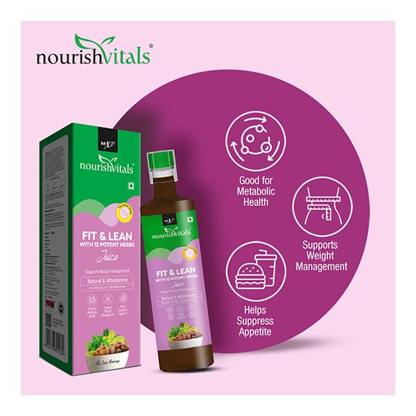 NourishVitals Fit & Lean with 12 Potent Herbs Juice 500 ml - Ayurvedic Juices