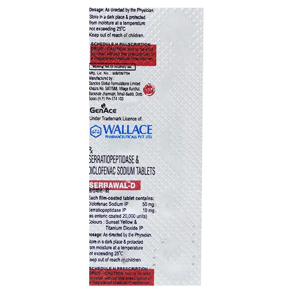 SERRAWAL D Tablet 10's - Pain relief-Nsa