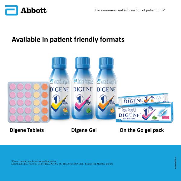 Digene Acidity & Gas Relief Gel - Orange Flavour 450 ml - Acidity