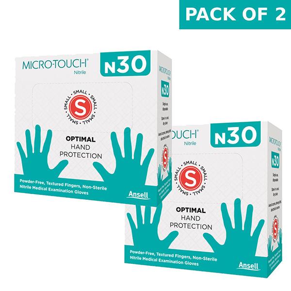 Netmeds | Ansell Micro Touch Nitrile Examination Gloves N30 (S) (Pack of 2 x 30's)