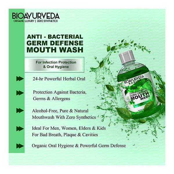 Bioayurveda Basics Anti-Bacterial Germ Defense Mouth Wash 500 ml - Mouthwash