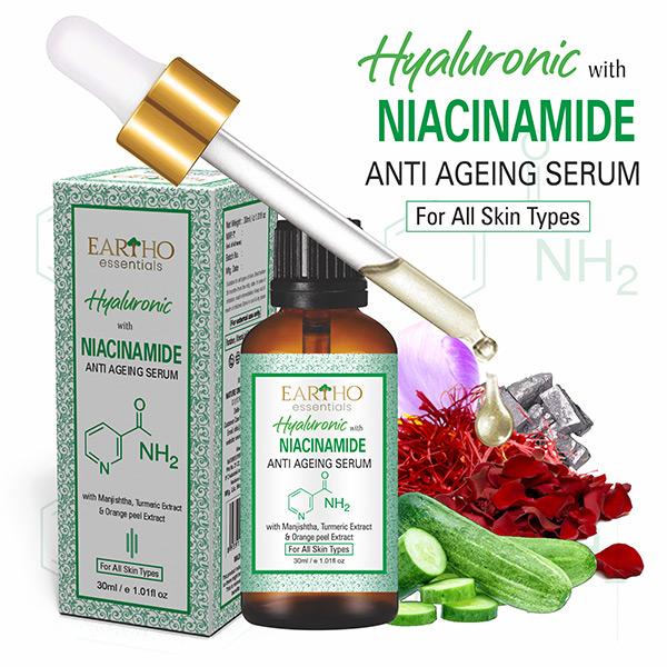 Netmeds | Eartho Essentials Anti Ageing Serum - Hyaluronic with Niacinamide 30 ml