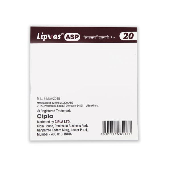 LIPVAS ASP 20 Capsule 10's - Blood Clot-Ant
