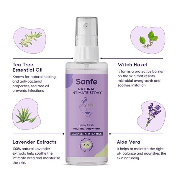 Sanfe Natural Intimate Spray - Lavendar & Tea Tree 50 ml - Intimate Care
