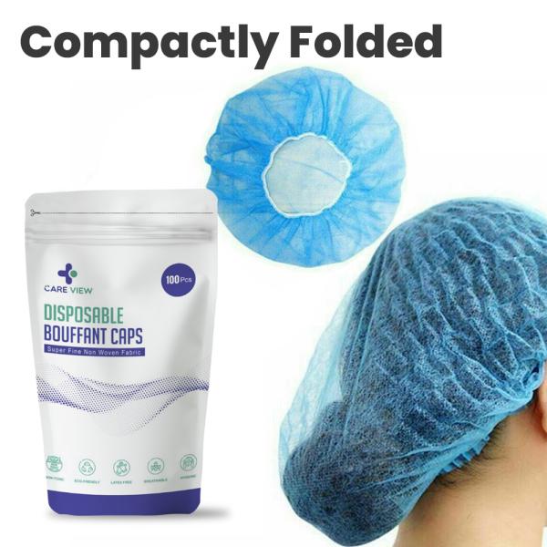 Care View Disposable Non-Woven Bouffant Caps - Blue 100's - Others