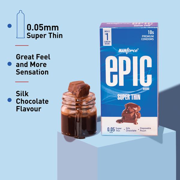 Manforce Epic Desire Super Thin Condoms - Silk Chocolate 10's - Plain/Flavoured Condoms