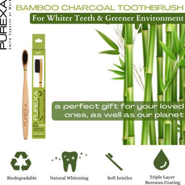 Purexa Oral Care Combo (Herbal Toothpaste 100 gm + Bamboo Toothbrush - Charcoal 2's) - Toothpaste