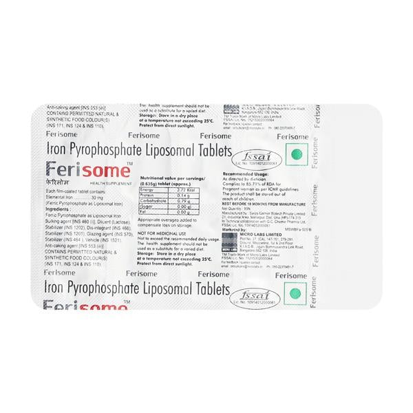 Ferisome 30mg Tablet 10'S - Iron Supplement/Anaemia-Vma