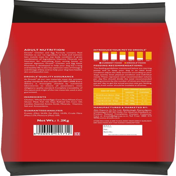 Drools Chicken and Egg Adult Dog Food 1200 gm - Petfood
