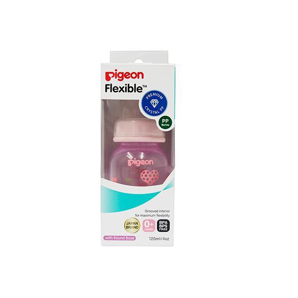 Netmeds | Pigeon Peristaltic Clear Nursing Bottle Rpp - Pink (Abstract) 120 ml
