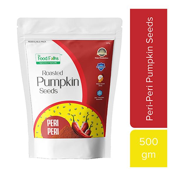 The Food Folks Roasted Pumpkin Seeds - Peri Peri 500 gm - Nutritional Bars