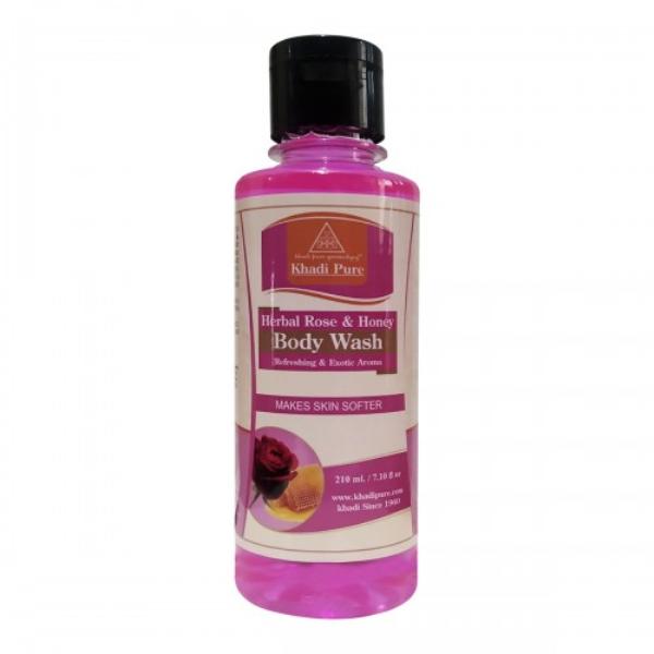 Khadi Pure Herbal Body Wash - Rose & Honey 210 ml