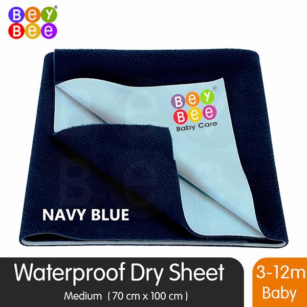 Netmeds | BeyBee Baby Care Waterproof Bed Protector Sheet - Navy Blue (M) 2's
