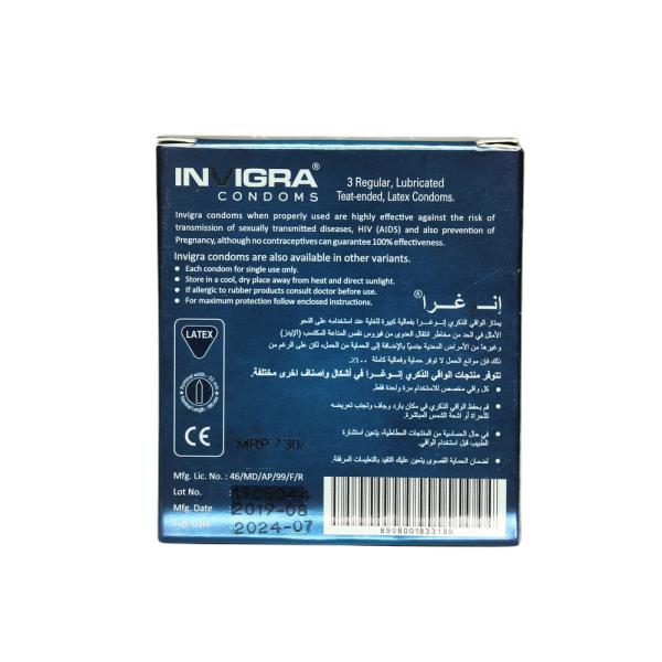 Invigra Condoms - Kool Blue 3's - Plain/Flavoured Condoms