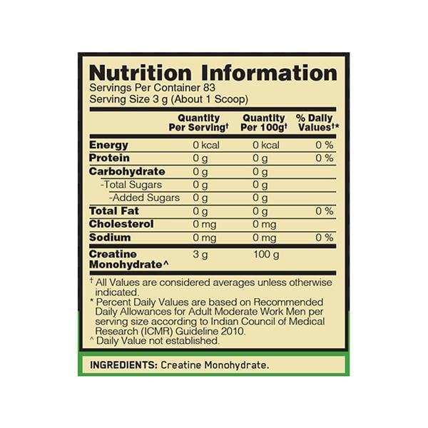 Optimum Nutrition (ON) Micronized Creatine Powder - Unflavoured 250 gm - Bcaa Supplements
