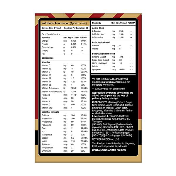 MuscleXP Men Daily Vital Sports Tablet (Pack of 2 x 60's) - Multi-Vitamins