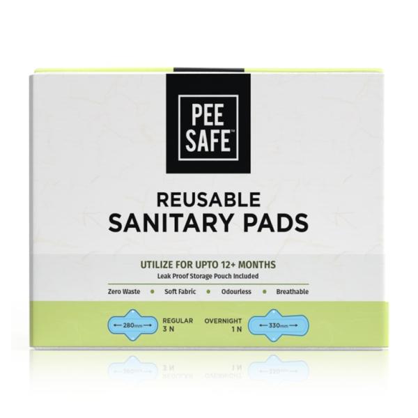 Netmeds | Pee Safe Reusable Sanitary Pads (Regular 3's + Overnight 1's)