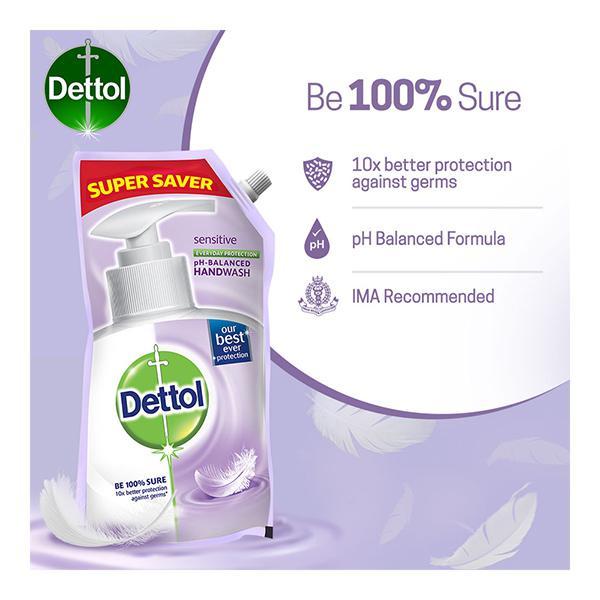 Dettol Germ Protection Liquid Handwash Refill Pouch - Sensitive 750 ml - Hand Wash & Soaps