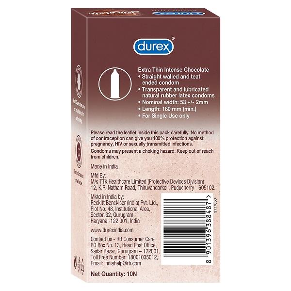 Durex Extra Thin Condoms - Intense Chocolate 10's - Plain/Flavoured Condoms