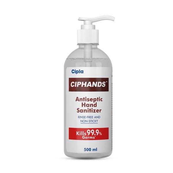 Netmeds | Ciphands Rinse Free & Non-Sticky Antiseptic Hand Sanitizer Gel 500 ml